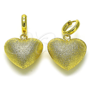 Arete Colgante 02.341.0213 Oro Laminado, Diseño de Corazón y Hueco, Mate, Tono Dorado