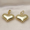 Arete Colgante 02.341.0214 Oro Laminado, Diseño de Corazón y Hueco, Pulido, Tono Dorado