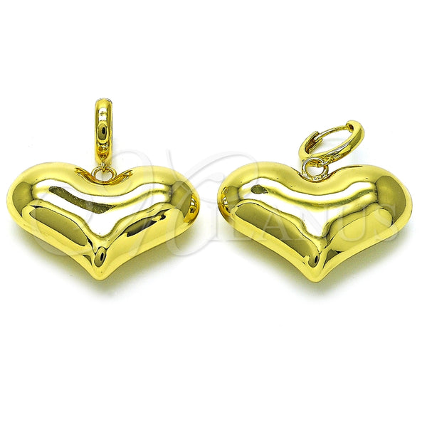 Arete Colgante 02.341.0214 Oro Laminado, Diseño de Corazón y Hueco, Pulido, Tono Dorado