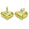 Arete Colgante 02.341.0214 Oro Laminado, Diseño de Corazón y Hueco, Pulido, Tono Dorado