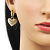 Arete Colgante 02.341.0217 Oro Laminado, Diseño de Corazón y Hueco, Pulido, Tono Dorado