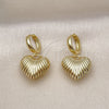 Arete Colgante 02.341.0217 Oro Laminado, Diseño de Corazón y Hueco, Pulido, Tono Dorado