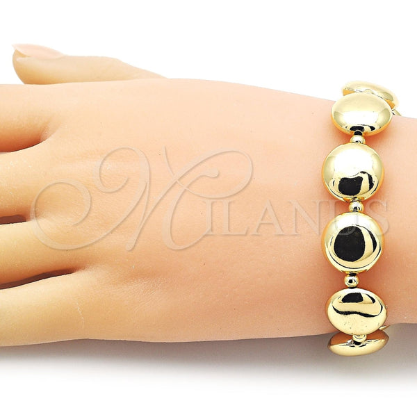 Pulsera Elegante 03.341.2289.07 Oro Laminado, Diseño de Bola, Pulido, Tono Dorado (15 MM Thickness, 7 Inches Length)