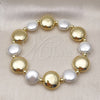 Pulsera Elegante 03.341.2290.08 Oro Laminado, Diseño de Bola, con Marfil Perla, Pulido, Tono Dorado (15 MM Thickness, 8 Inches Length)