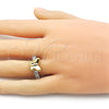 Anillo Multi Piedra 01.341.0144 Oro Laminado, Diseño de Mariposa, con Blanca Zirconia Cubica, Pulido, Dos Tonos (One size fits all)