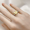 Anillo Multi Piedra 01.341.0144 Oro Laminado, Diseño de Mariposa, con Blanca Zirconia Cubica, Pulido, Dos Tonos (One size fits all)