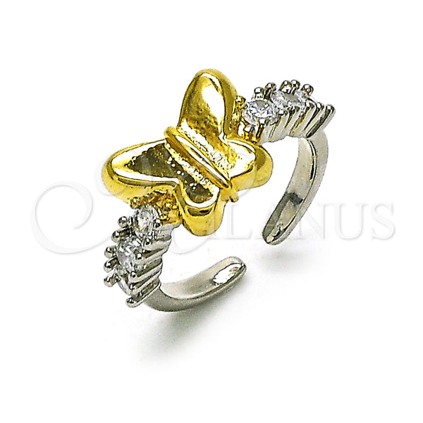 Anillo Multi Piedra 01.341.0144 Oro Laminado, Diseño de Mariposa, con Blanca Zirconia Cubica, Pulido, Dos Tonos (One size fits all)