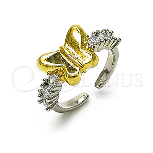 Anillo Multi Piedra 01.341.0144 Oro Laminado, Diseño de Mariposa, con Blanca Zirconia Cubica, Pulido, Dos Tonos (One size fits all)
