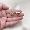 Arete Dormilona 02.213.0694 Oro Laminado, Diseño de Corazón y Hueco, Pulido, Tono Dorado