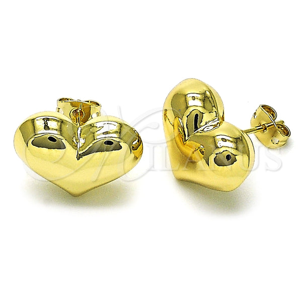 Arete Dormilona 02.213.0694 Oro Laminado, Diseño de Corazón y Hueco, Pulido, Tono Dorado