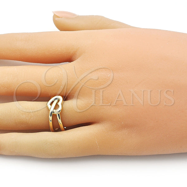 Anillo Elegante 01.213.0066 Oro Laminado, Diseño de Corazón y Nudo, Pulido, Tono Dorado (One size fits all)