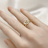 Anillo Elegante 01.213.0066 Oro Laminado, Diseño de Corazón y Nudo, Pulido, Tono Dorado (One size fits all)