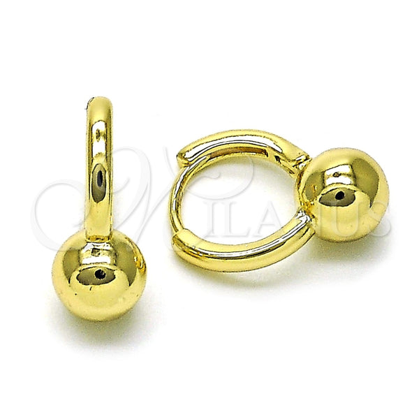 Argolla Huggie 02.213.0794.14 Oro Laminado, Diseño de Bola, Pulido, Tono Dorado