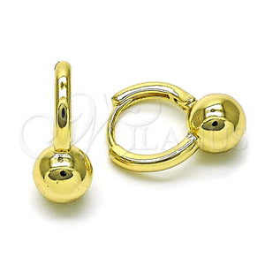 Argolla Huggie 02.213.0794.14 Oro Laminado, Diseño de Bola, Pulido, Tono Dorado