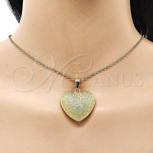 Dije Elegante 05.341.0092 Oro Laminado, Diseño de Corazón y Hueco, Mate, Tono Dorado