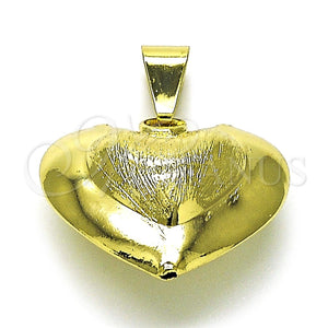Dije Elegante 05.341.0093 Oro Laminado, Diseño de Corazón y Hueco, Cepillado, Tono Dorado