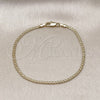 Pulsera Básica 04.213.0066.07 Oro Laminado, Diseño de Bismarco, Diamantado, Tono Dorado (Grosor 02 MM, 7 Pulgadas de Largo)