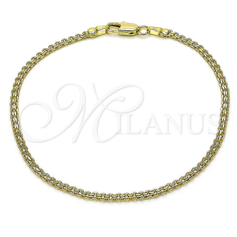 Pulsera Básica 04.213.0066.07 Oro Laminado, Diseño de Bismarco, Diamantado, Tono Dorado (Grosor 02 MM, 7 Pulgadas de Largo)