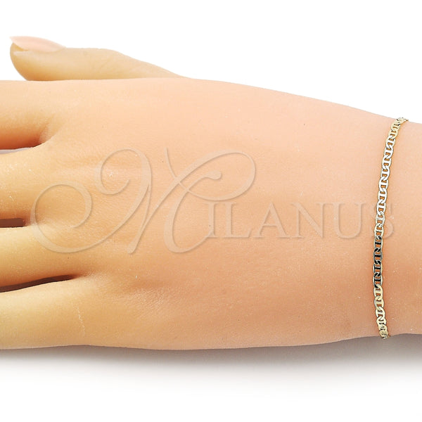 Pulsera Básica 04.213.0028.07 Oro Laminado, Diseño de Mariner, Diamantado, Tono Dorado (02 MM Thickness, 7 Inches Length)