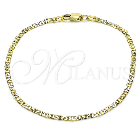 Pulsera Básica 04.213.0028.07 Oro Laminado, Diseño de Mariner, Diamantado, Tono Dorado (02 MM Thickness, 7 Inches Length)