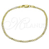 Pulsera Básica 04.213.0028.07 Oro Laminado, Diseño de Mariner, Diamantado, Tono Dorado (02 MM Thickness, 7 Inches Length)