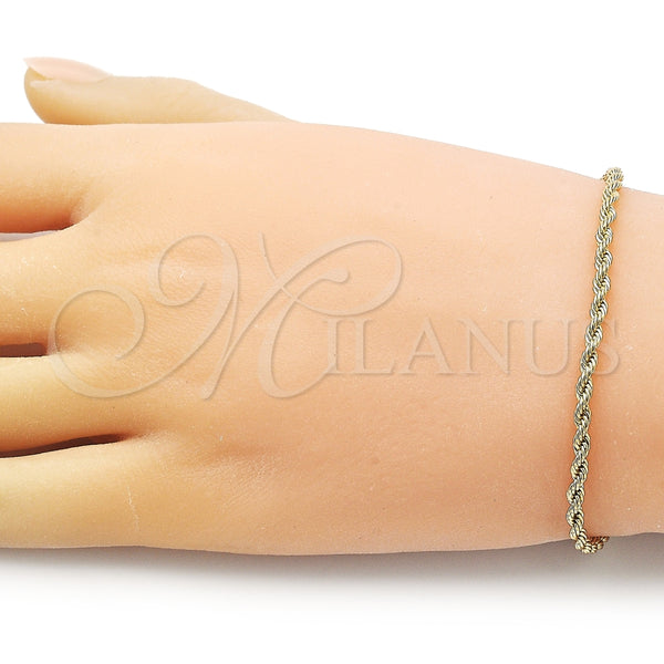 Pulsera Básica 5.222.036.07 Oro Laminado, Diseño de Rope, Pulido, Tono Dorado (02 MM Thickness, 7 Inches Length)