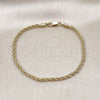 Pulsera Básica 5.222.036.07 Oro Laminado, Diseño de Rope, Pulido, Tono Dorado (02 MM Thickness, 7 Inches Length)