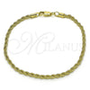Pulsera Básica 5.222.036.07 Oro Laminado, Diseño de Rope, Pulido, Tono Dorado (02 MM Thickness, 7 Inches Length)