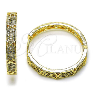 Argolla Huggie 02.283.0139.33 Oro Laminado, con Micro Pave Blanca, Pulido, Tono Dorado