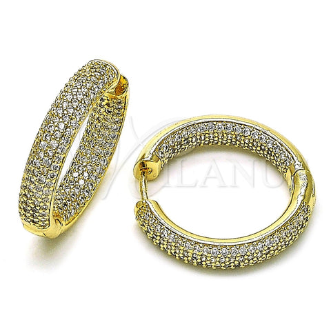 Argolla Huggie 02.283.0140.26 Oro Laminado, con Micro Pave Blanca, Pulido, Tono Dorado