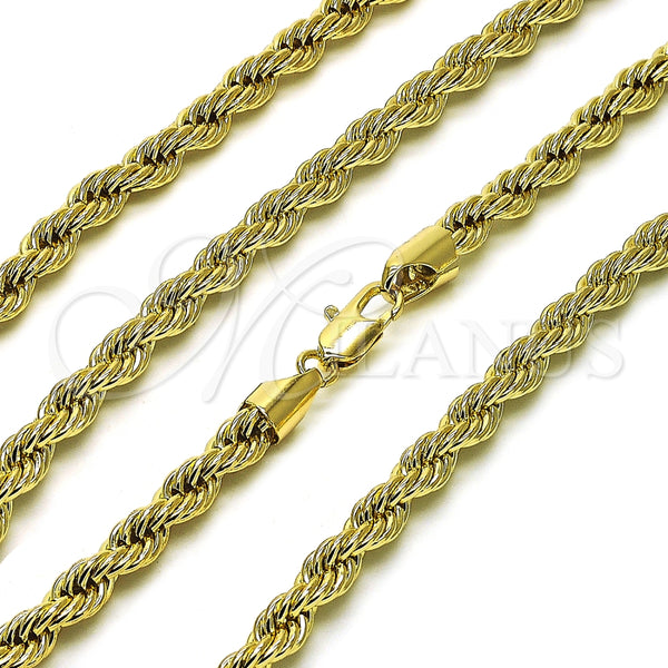 Gargantilla Basica 04.213.0206.18 Oro Laminado, Diseño de Rope, Pulido, Tono Dorado (06 MM Thickness, 18 Inches Length)