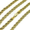 Gargantilla Basica 04.213.0206.18 Oro Laminado, Diseño de Rope, Pulido, Tono Dorado (06 MM Thickness, 18 Inches Length)