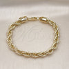 Pulsera Básica 04.213.0334.08 Oro Laminado, Diseño de Rope, Pulido, Tono Dorado (08 MM Thickness, 8 Inches Length)
