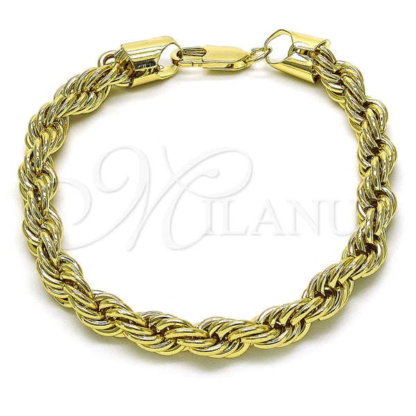 Pulsera Básica 04.213.0334.08 Oro Laminado, Diseño de Rope, Pulido, Tono Dorado (08 MM Thickness, 8 Inches Length)