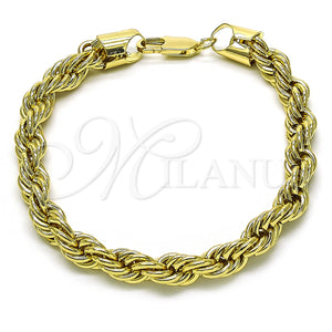 Pulsera Básica 04.213.0334.08 Oro Laminado, Diseño de Rope, Pulido, Tono Dorado (08 MM Thickness, 8 Inches Length)