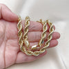 Gargantilla Basica 04.213.0334.24 Oro Laminado, Diseño de Rope, Pulido, Tono Dorado (08 MM Thickness, 24 Inches Length)