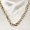 Gargantilla Basica 04.213.0334.24 Oro Laminado, Diseño de Rope, Pulido, Tono Dorado (08 MM Thickness, 24 Inches Length)