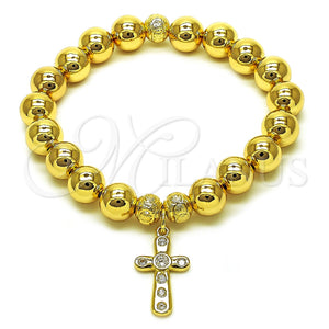 Pulsera Elegante 03.213.0279.08 Oro Laminado, Diseño de Bola y Hueco, con Blanca Zirconia Cubica, Pulido, Tono Dorado (10 MM Thickness, 8 Inches Length)