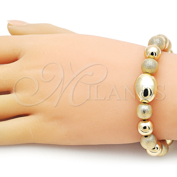 Pulsera Elegante 03.213.0281.07 Oro Laminado, Diseño de Bead Expandible y Bola, Mate, Tono Dorado (10 MM Thickness, 7 Inches Length)