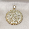 Dije Religioso 05.213.0149 Oro Laminado, Diseño de Guadalupe y San Judas, Diamantado, Tono Dorado