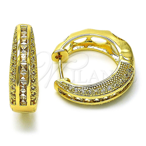 Argolla Huggie 02.210.0846.25 Oro Laminado, Diseño de Cluster, con Blanca Zirconia Cubica and Blanca Micro Pave, Pulido, Tono Dorado
