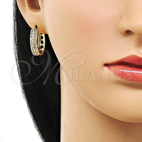 Argolla Huggie 02.210.0848.22 Oro Laminado, con Blanca Zirconia Cubica, Pulido, Tono Dorado