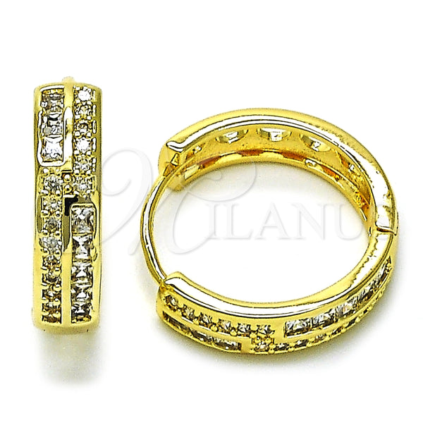 Argolla Huggie 02.210.0848.22 Oro Laminado, con Blanca Zirconia Cubica, Pulido, Tono Dorado