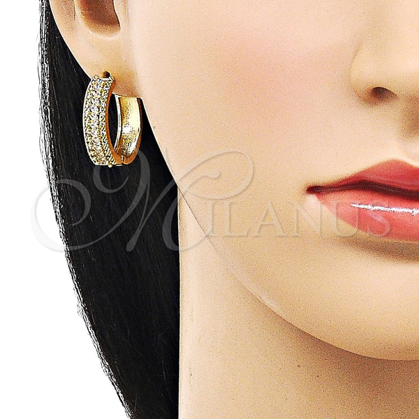 Argolla Huggie 02.210.0849.23 Oro Laminado, Diseño de Cluster, con Blanca Zirconia Cubica, Pulido, Tono Dorado