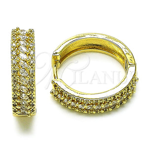 Argolla Huggie 02.210.0849.23 Oro Laminado, Diseño de Cluster, con Blanca Zirconia Cubica, Pulido, Tono Dorado