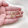 Argolla Huggie 02.210.0850.24 Oro Laminado, con Blanca Micro Pave, Pulido, Tono Dorado