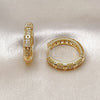 Argolla Huggie 02.210.0850.24 Oro Laminado, con Blanca Micro Pave, Pulido, Tono Dorado