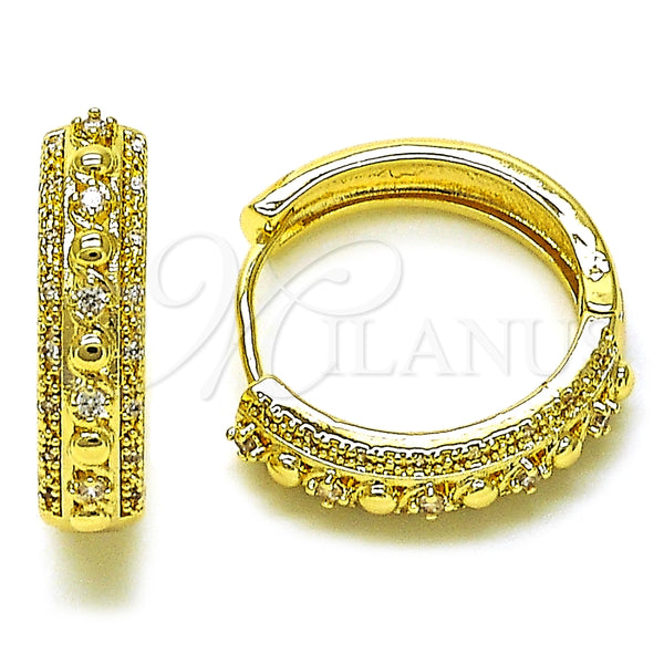 Argolla Huggie 02.210.0852.23 Oro Laminado, con Blanca Zirconia Cubica and Blanca Micro Pave, Pulido, Tono Dorado