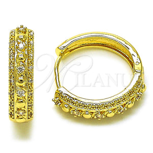 Argolla Huggie 02.210.0852.23 Oro Laminado, con Blanca Zirconia Cubica and Blanca Micro Pave, Pulido, Tono Dorado