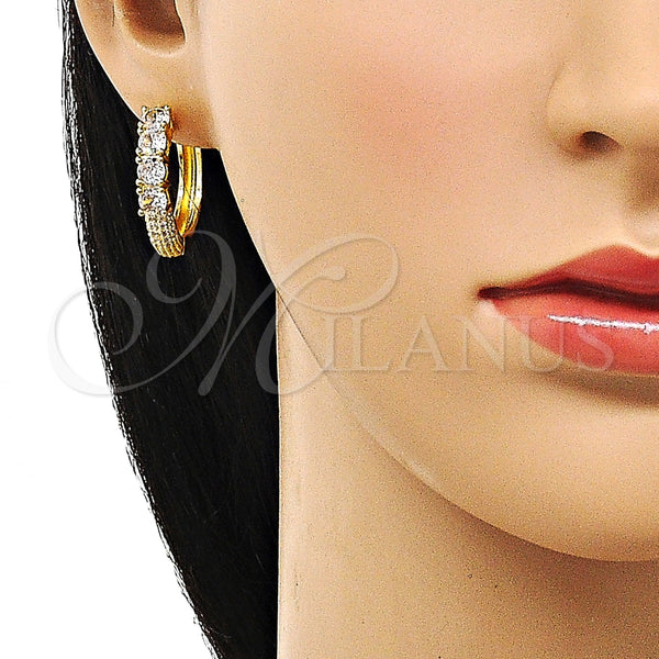 Argolla Huggie 02.210.0854.25 Oro Laminado, con Blanca Zirconia Cubica and Blanca Micro Pave, Pulido, Tono Dorado